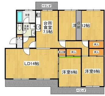 パークタウンマンションB【502号室】の間取り