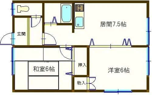 北海道美唄市西三条南5丁目【アパート】の間取り
