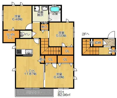 シャーメゾンクオーレ【201号室】の間取り