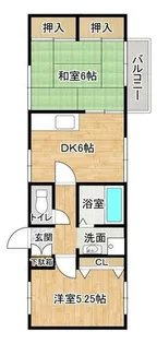 大阪府大阪市住之江区安立3丁目【アパート】の間取り