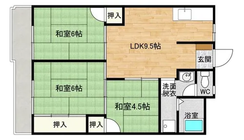 サンハイツ高辻【1階】の間取り