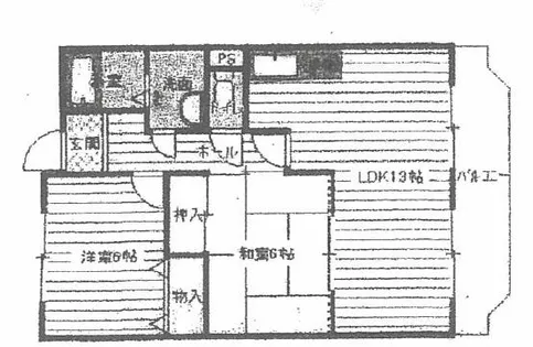 峠ハイツ【1階】の間取り