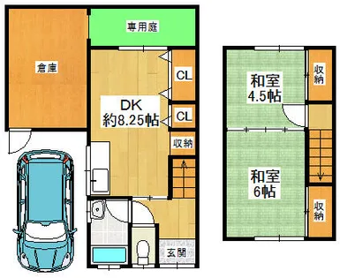 京都府八幡市八幡垣内山【テラスハウス】の間取り