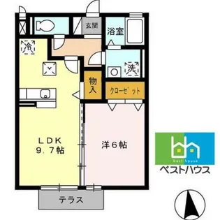 エマーブルⅢ B棟【105号室】の間取り