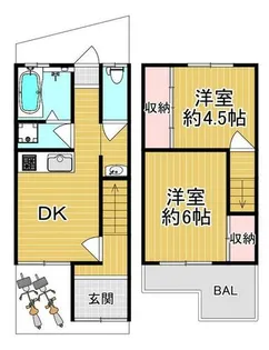 大阪府東大阪市岩田町6丁目【テラスハウス】の間取り