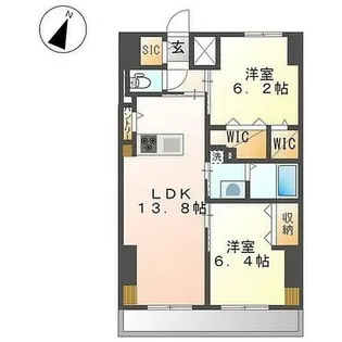 ワシンレジデンス【8号室】の間取り