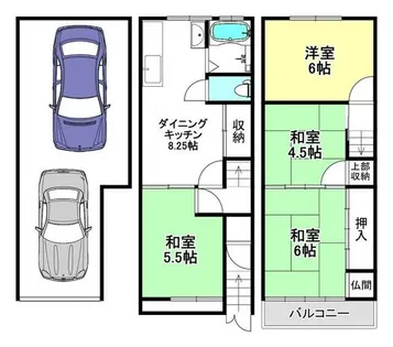 大阪府大阪市城東区関目1丁目【一戸建】の間取り