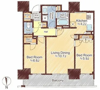ローレルタワー堺筋本町【41階】の間取り