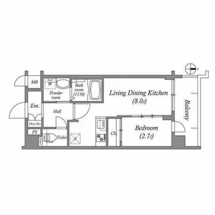 アドバンス京都クラッセ【0103号室】の間取り