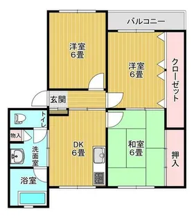 勝山北団地 2号棟【401号室】の間取り