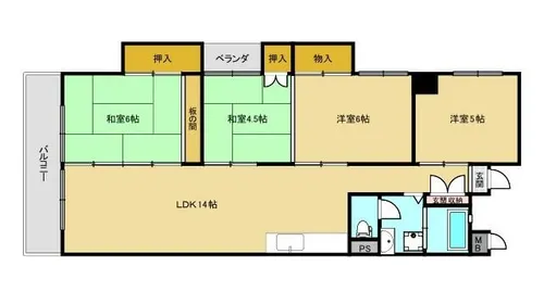 須賀町マンション【501号室】の間取り