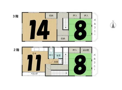愛知県一宮市木曽川町黒田字下市場南【一戸建】の間取り