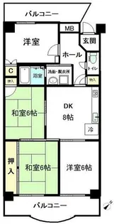 宝・稲葉地ハイツ【14階】の間取り
