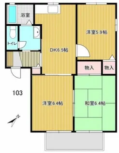 ヴィラージュなかの【103号室】の間取り