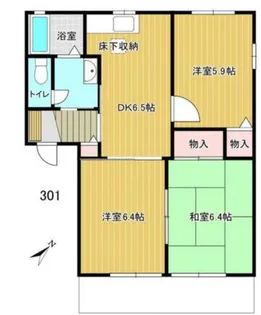 ヴィラージュなかの【301号室】の間取り