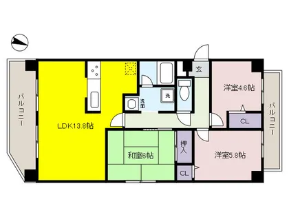 アーバネックス芦屋業平【6階】の間取り