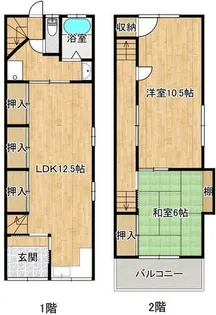 大阪府東大阪市若江北町3丁目【テラスハウス】の間取り