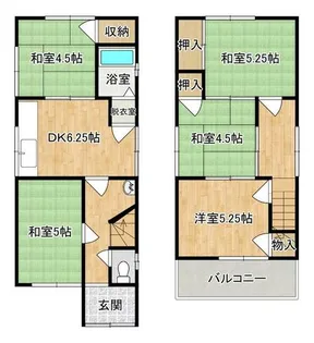 大阪府四條畷市西中野2丁目【一戸建】の間取り