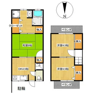 京都府京都市右京区嵯峨中又町【テラスハウス】の間取り