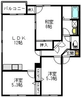 キャトルセゾン長丘【D-202号室】の間取り