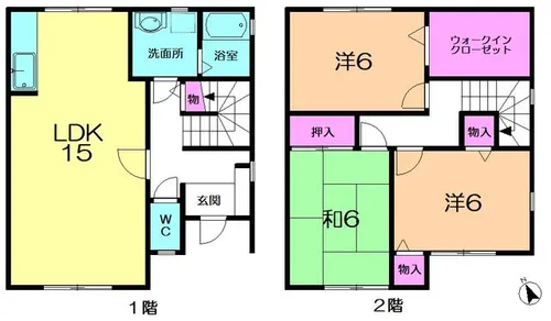 奈良県奈良市朱雀6丁目【テラスハウス】の間取り