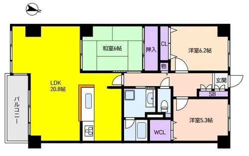 ラ・モール芦屋【5階】の間取り
