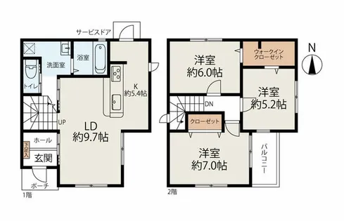 愛知県清須市新清洲3丁目【一戸建】の間取り