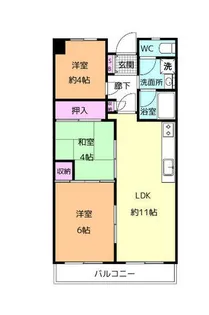 千舟リバーサイドヴィラD棟【11階】の間取り