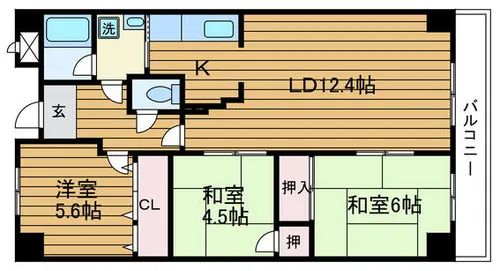 大阪府吹田市佐井寺1丁目【マンション】の間取り