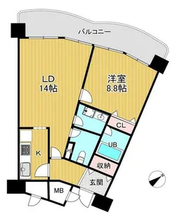 琵琶湖アーバンリゾートⅠ番館【9階】の間取り