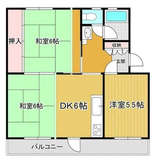 京都府八幡市男山弓岡【マンション】の間取り
