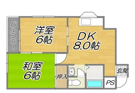 京阪本線牧野駅11分 京阪バス1分 端部屋 日あたり良好【3階】の間取り