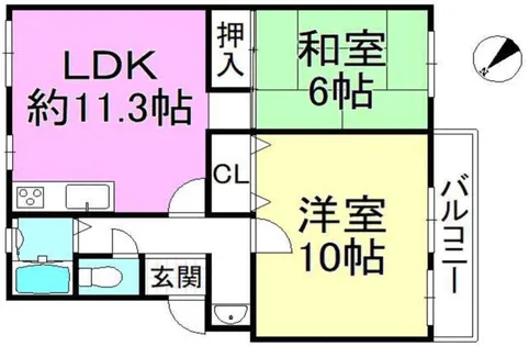 京都府京都市伏見区醍醐構口町【マンション】の間取り