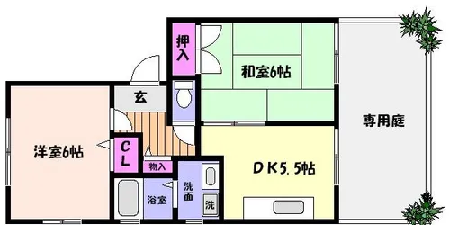 ディアス岡本【1階】の間取り