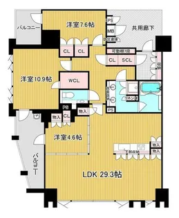 プレミスト大濠公園【6階】の間取り