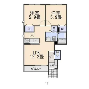 京都府木津川市加茂町里中門伝【アパート】の間取り