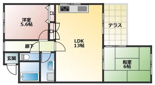 兵庫県南あわじ市山添【マンション】の間取り