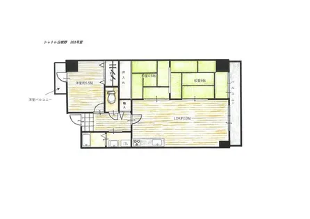 シャトレ日根野【2階】の間取り