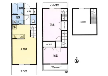 福岡県久留米市三潴町高三潴【テラスハウス】の間取り