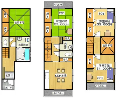 京都府宇治市五ケ庄新開【アパート】の間取り
