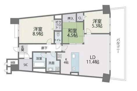 アイランドシティ・インフィニガーデンイースト棟【3階】の間取り