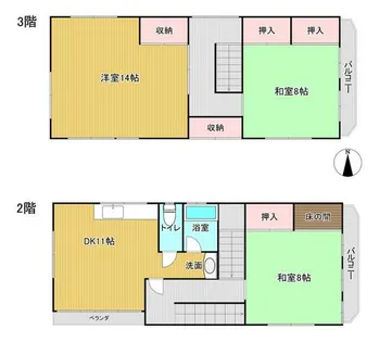 愛知県一宮市木曽川町黒田字下市場南【アパート】の間取り