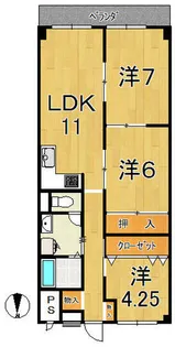 山科ハイツ【7階】の間取り