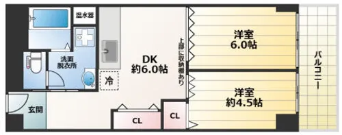 花隈ダイヤハイツ【606号室】の間取り