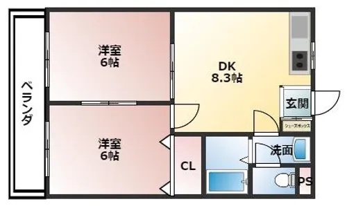 パークサイド倉【202号室】の間取り