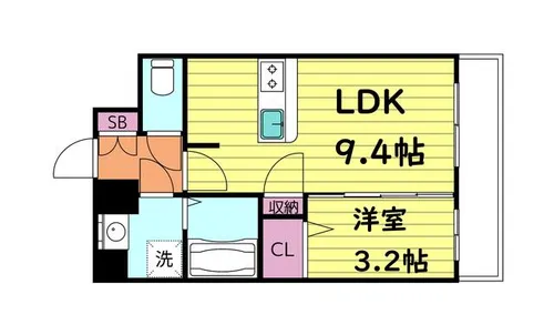 プレサンス緑橋ソレアス【13階】の間取り