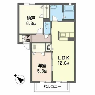 ファミーユエムアンドティB棟【2階】の間取り