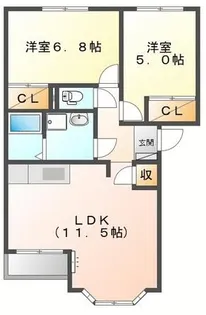 福岡県築上郡築上町大字湊【アパート】の間取り