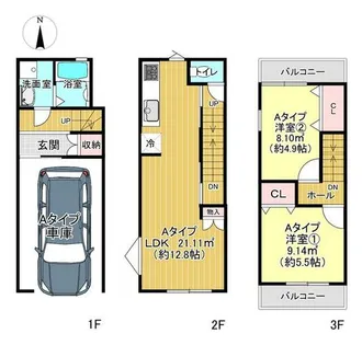 京都府京都市伏見区深草加賀屋敷町【テラスハウス】の間取り