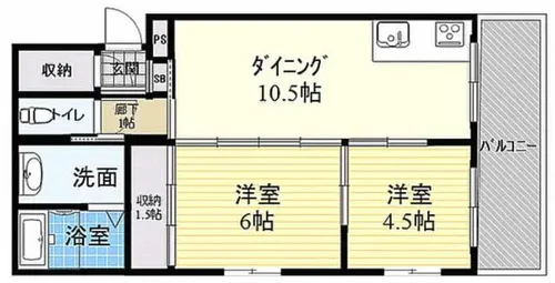 桜ヶ丘コーポ【404号室】の間取り